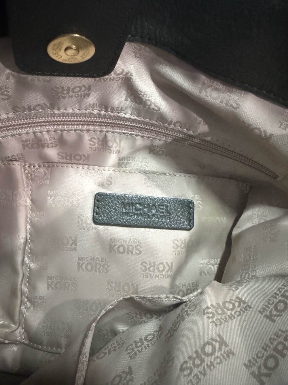 Michael Kors Olive Green Leather Shoulder Tote with Stud Accents - Picture 8 of 9